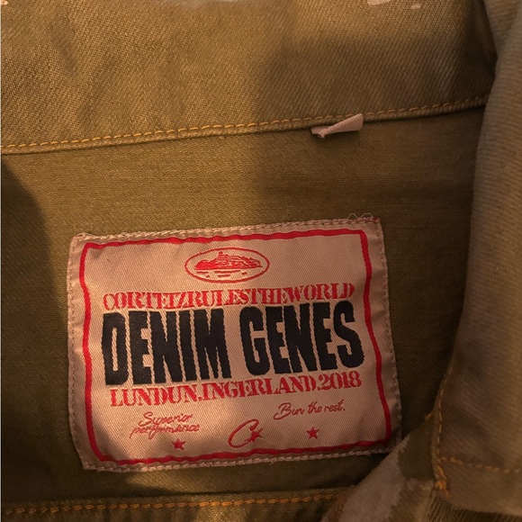 Corteiz Jean jacket green Alcatraz Pattern Denim medium like new - Picture 3 of 8